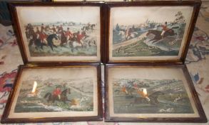 Set 4 framed hunting prints 'The Meet', 'Full Cry', 'Breaking Cover' & 'The Death'