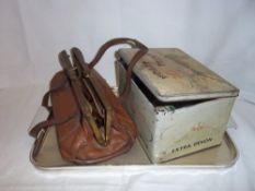 Leather Gladstone bag & sel. leather purses etc.