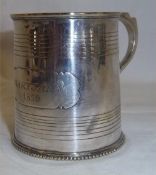 Silver plated christening mug engraved "Mary Jane" on silver plaque dated 1859