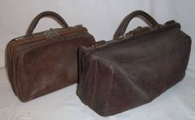 2 old leather Gladstone bags