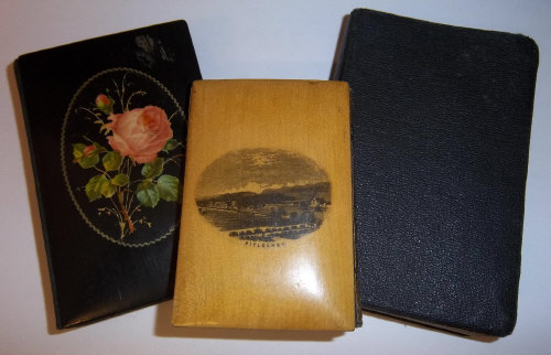 Sm. book "God's Greetings" with mauchline ware back cover, "Birth Day Scripture Text Book" with dec.