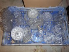 Lg. sel. cut & pressed glass inc. sundae dishes, cake stands, dishes, vases etc.