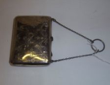 Sm. silver purse with floral bow dec. Birm. 1919
