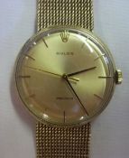 Gentlemans 9ct Rolex Precision wristwatch with gold mesh bracelet