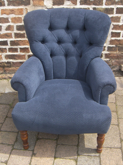 Vict. style button back armchair