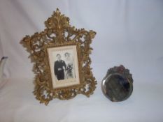 Brass photograph frame, sm. barbola mirror