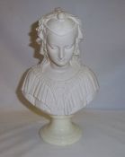 Bust depicting classical lady on marble type base with A. Giannelli marked on back