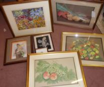 3 framed pastels of still life etc.