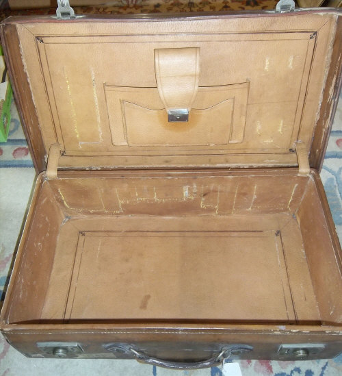 Leather suitcase with leather interior