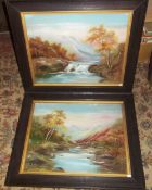 Pr framed oil paintings depicting Scottish scenes by McRae size approx. 63cm x 49cm