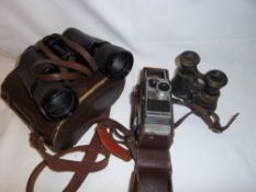 Howell Autoset cine camera with leather case, pr field glasses & pr cased Regent 7 x 50 binoculors