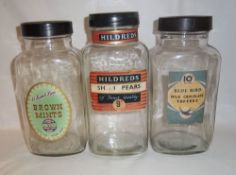 3 glass sweet jars