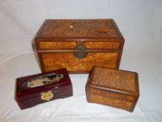 Camphor jewellery box, small camphor jewellery box & 1 other