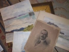 5 watercolour sketches by George Beldam & engraving after original photo (heightened in pencil) of