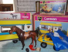 Pedigree Sindy Caravan, Horse & Camping Buggy & Foldaway Tent all boxed