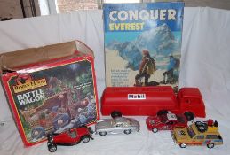 Robin Hood Battle Wagon, `Conquer Everest` 3D board game & sel. plastic & die cast vehicles