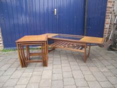 Ercol nest of tables with glazed coffee table