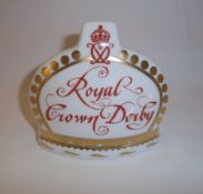 Royal Crown Derby name stand with gold stopper