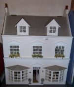 2 storey dolls house with attic & lg. sel. of dolls house furniture etc.