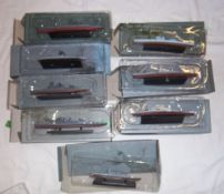 8 DeAgostini Atlas Editions scale models of warships `Yamato`, `Kirishima`, `HMS Hood`, `HMS