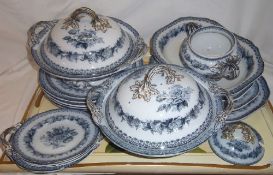 Vict. Copeland Spode blue & white tureens, plates, meat dishes etc.