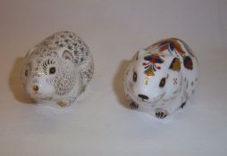 Royal Crown Derby `Bank Vole` & `River Bank Vole` paperweights with gold stoppers