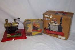 Mamod steam engine SP2 in original box, Mamod MM1 in original box & Mamod SE2A