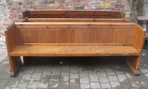 3 pews with fixed seat backs