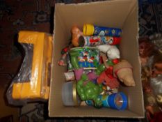 Sel. toys inc. Chad Valley drum, Fisher Price pull along waggy tail dogs, etc.