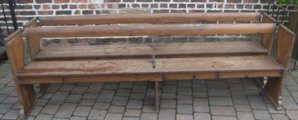 Pr oak pews with tram style seat backs