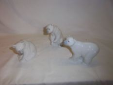 3 Lladro polar bears