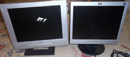 Alba 14`` flat screen TV & HP 14`` flat screen monitor
