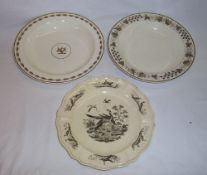 Early Wedgwood Sadler & Green printed creamware plate, Wedgwood creamware soup plate & Shorthase &