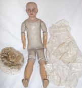 French bisque shoulder head doll with sleeping eyes, painted eye lashes & eyebrows, open mouth