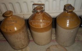 3 stoneware flagons Westland Boston, Short Tattershall & John R Wood Spilsby