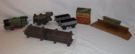 2 Hornby tinplate clockwork locos, 2 Hornby Meccano tinplate tank wagons, Hornby Meccano tinplate