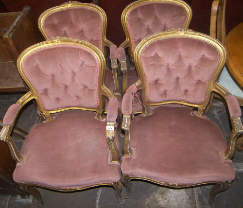 4 gilt French style chairs