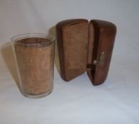 Vintage leather cased glass set with cork surrounds