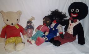 A.A Soft Toys golly & 3 others & Pedigree Rupert Bear ht approx. 51cm