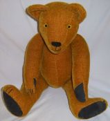 Lg. jointed 20th c. teddy bear with suede leather pads ht approx. 69cm