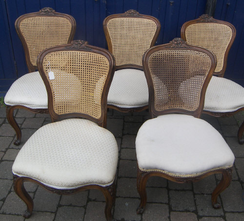 5 bergere salon chairs with upholstered seats