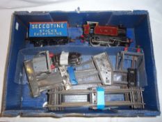 Hornby Meccano 101 O gauge tinplate loco, `Seccotine` tinplate private owners wagon & sel. O gauge