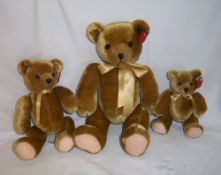 3 Schuco `Tricky` bears of graduating size