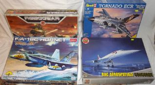 Airfix 1.72 `Concorde` kit, Revell 1.32 `Tornado` kit, Acadamy 1.32 `Hornet Chippy Ho! kit &