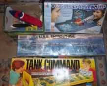 Computer Battleships, Tank Command game, USS Enterprise plastic model kit etc.