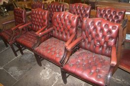 Set 8 upholstered leather Chesterfield style armchairs (suitable for purchase by registered