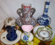 Sel. of 20th c. ceramics inc. Quimper bowl, Booths bottle vase, Noritake dish etc.