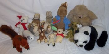 Sel. soft toys inc. Winnie The Pooh, Peter Rabbit etc.