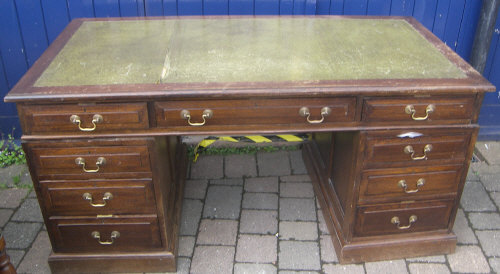 Leather topped pedestal desk