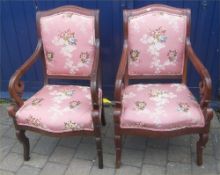 Pr. Vict. upholstered armchairs